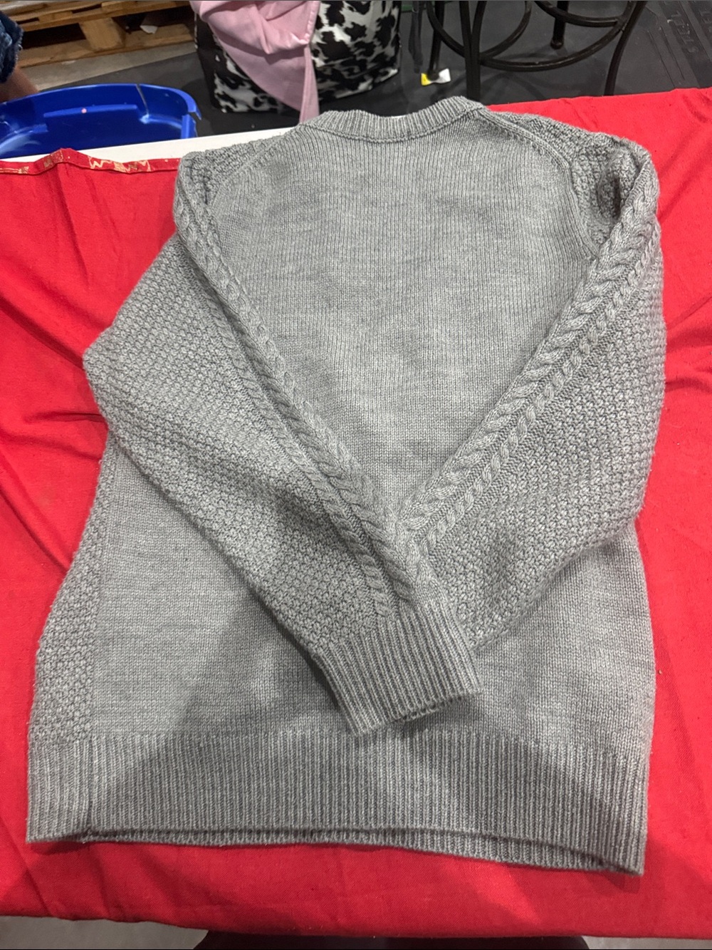 Women's Gray Cable Knit Sweater - Picture 4 of 4
